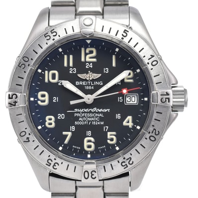 ブライトリング BREITLING A17345 スーパーオーシャン デイト ブラック 自動巻き メンズ 良品 腕時計 A#149418