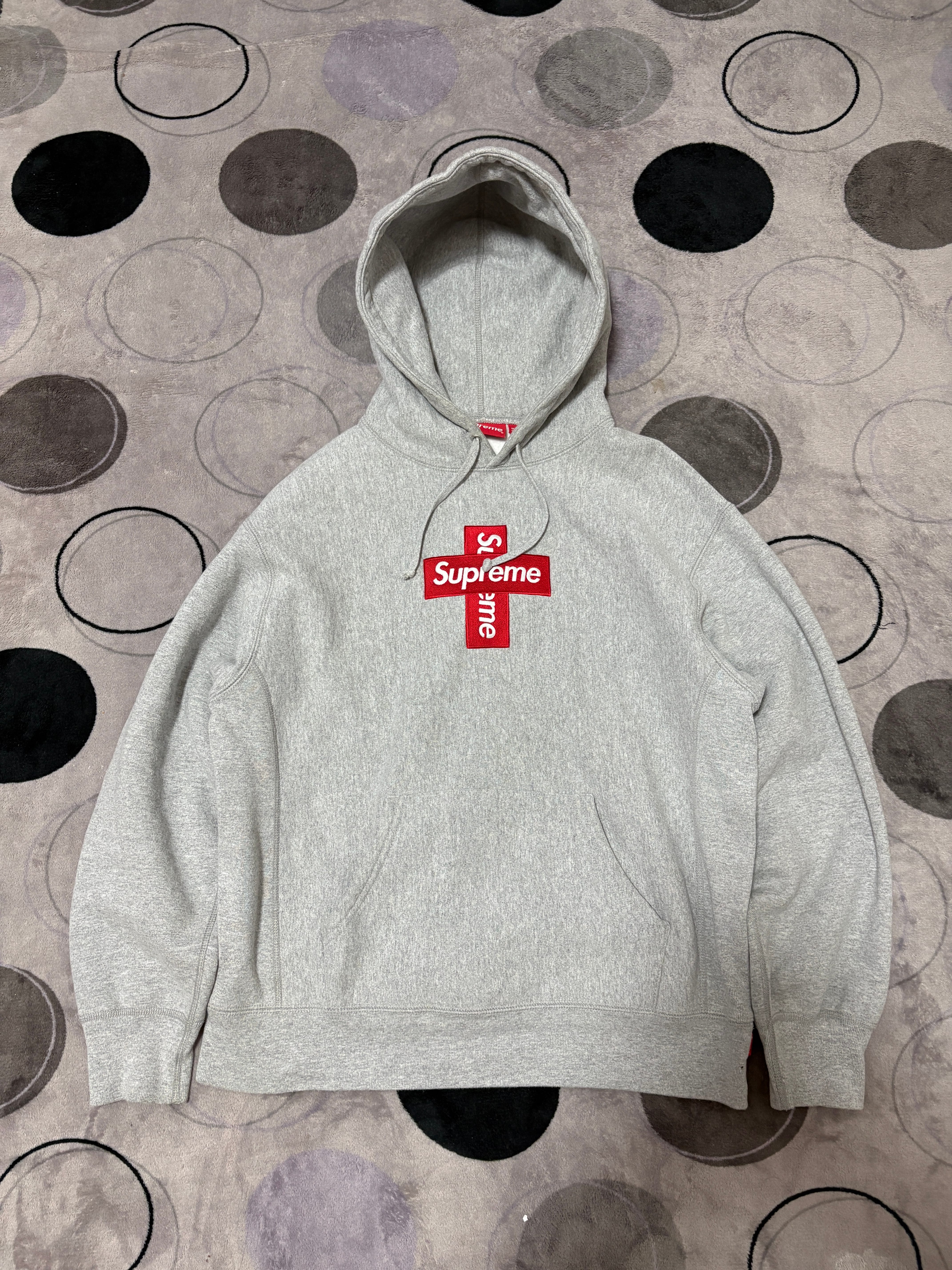 Supreme Cross Box Logo Hooded Sweatshirt "Grey"