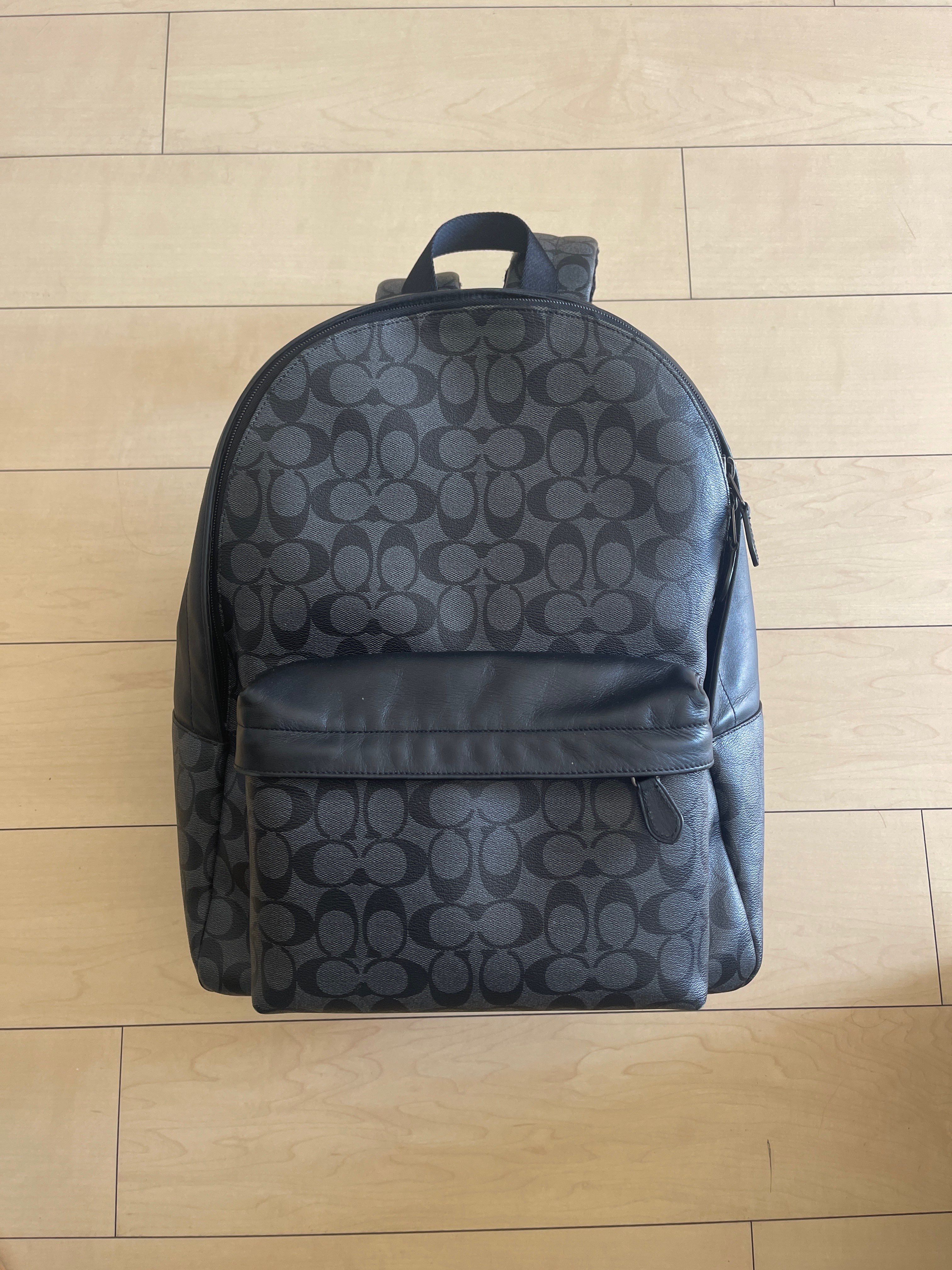 Coach Charter Backpack 18 In Colorblock Signature Canvas "Brass/Tan Brick Red Multi"