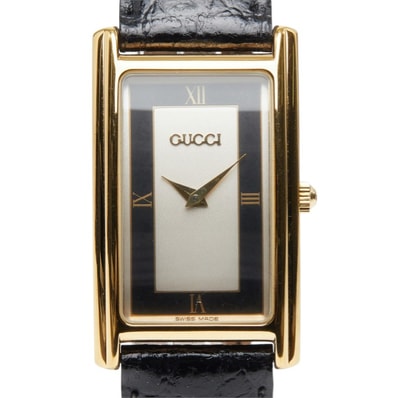 グッチ 腕時計 2600M クオーツ ホワイト文字盤 メッキ レザー レディース GUCCI 中古