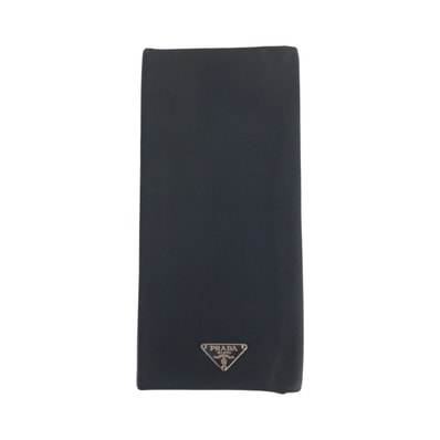 PRADA プラダ テスート 三角ロゴプレート ブラック 黒 シルバー金具 ナイロン レザー/ 長財布 ロングウォレット 506577 【中古】