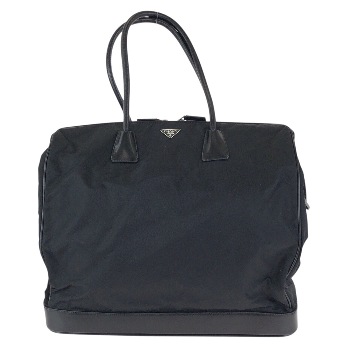 美品 PRADA プラダ テスート 三角ロゴプレート ブラック 黒 シルバー金具 ナイロン レザー/ トートバッグ ハンドバッグ 601716 【中古】