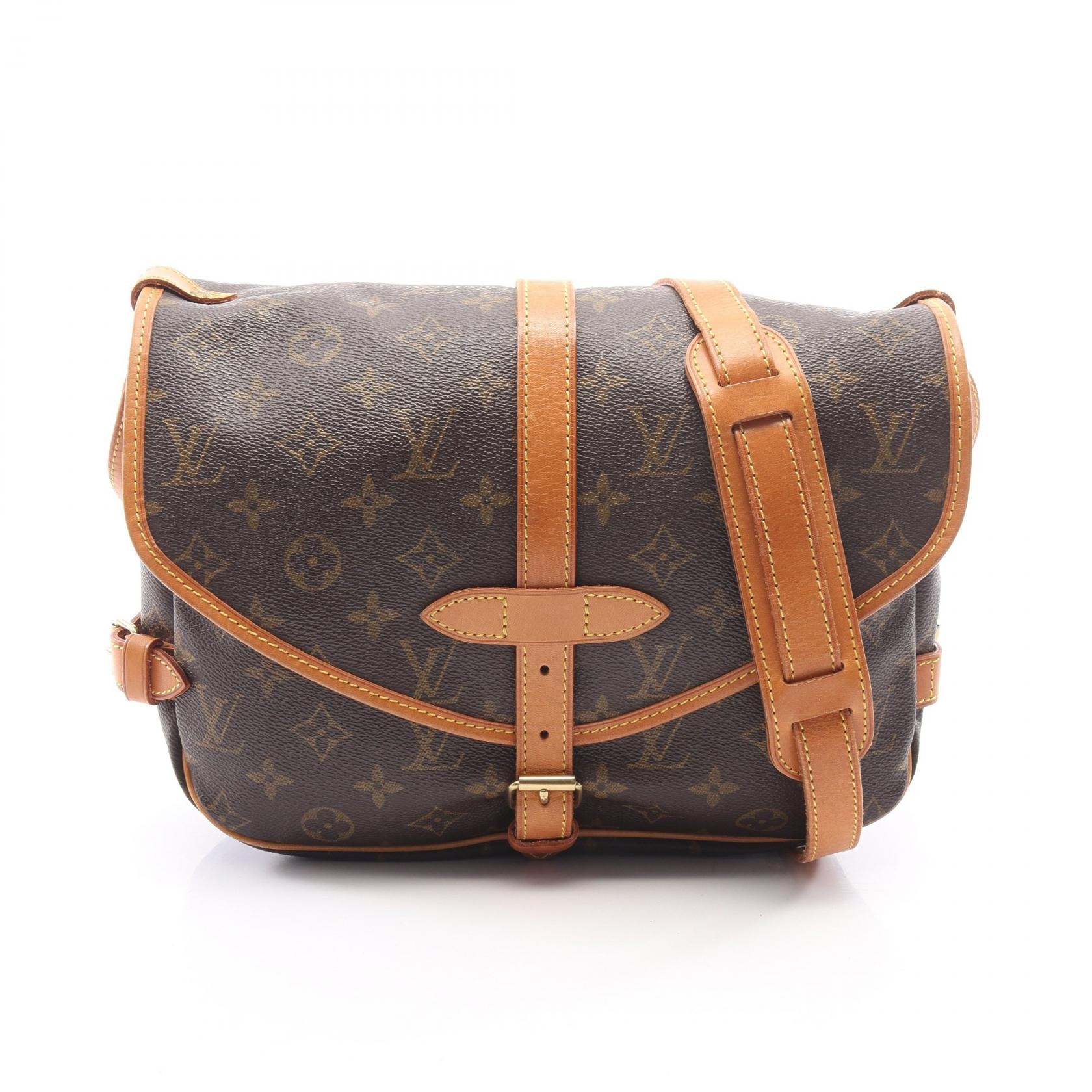 ルイ・ヴィトン LOUIS VUITTON ソミュール30 モノグラム ショルダーバッグ バッグ PVCコーティングキャンバス レザー レディース ブラウン系 M42256 【中古】