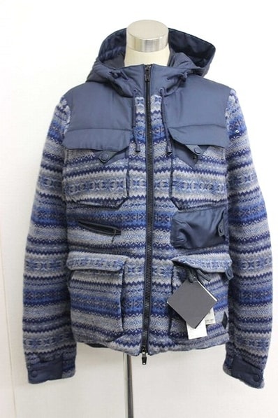 モンクレール MONCLER TENZAM(テンザム) ダウンコート フード付き ダウンジャケット ウール ネイビー