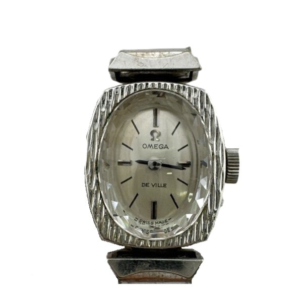 オメガ OMEGA 腕時計 ヴィンテージ カットガラス 手巻き アンティーク シルバー