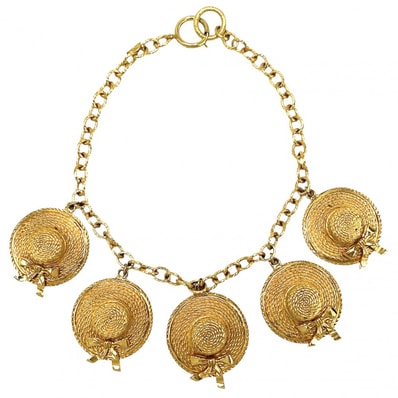 CHANEL シャネル ネックレス ハットモチーフ 麦わら帽子 アクセサリー ヴィンテージ GP ゴールド レディース 約134.8g【中古品】