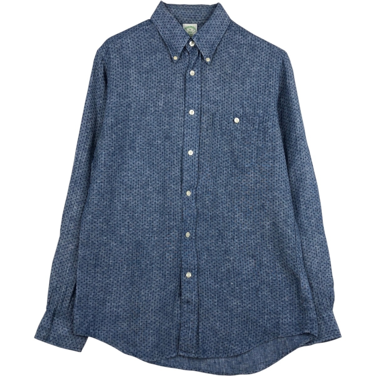 古着 ブルックスブラザーズ Brooks Brothers 1818 MILANO 総柄 長袖 リネン ボタンダウンシャツ メンズM相当/eaa628911