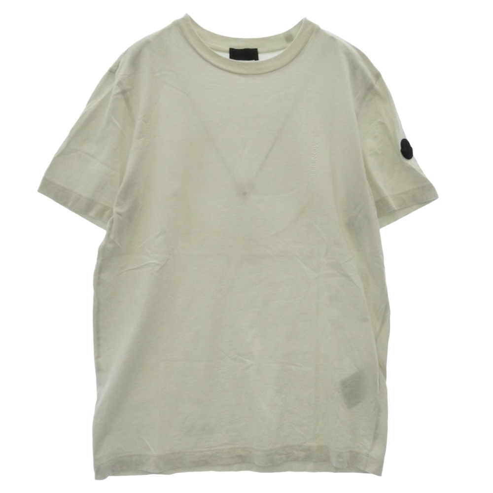 MONCLER モンクレール Tシャツ 24AW J20918C00015 89A17 SS T-SHIRT ラバー ロゴ ワッペン フロント 縦ロゴ プリント 半袖 Tシャツ TEE ホワイト系 S【中古】