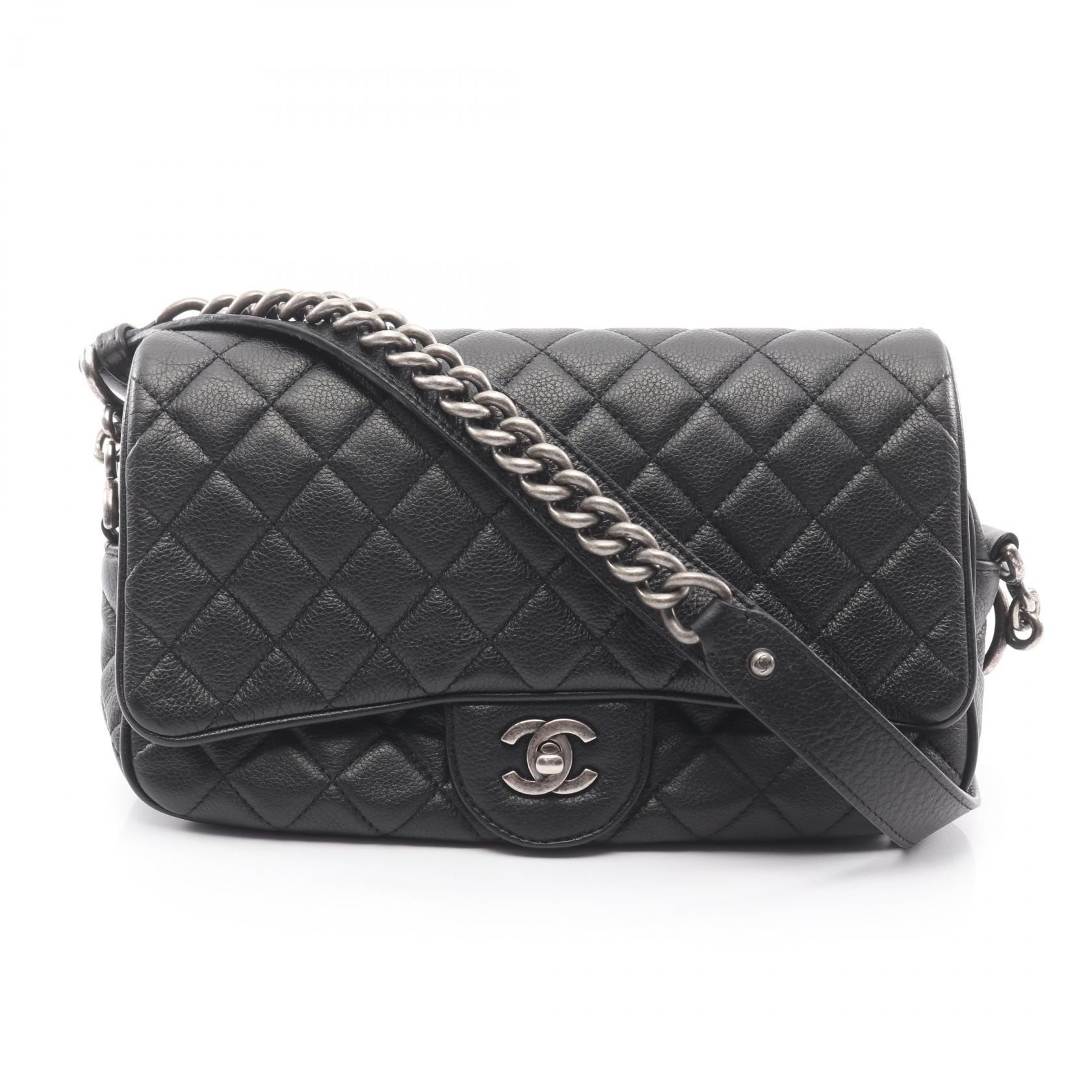 シャネル CHANEL マトラッセ アンティークシルバー金具 ショルダーバッグ バッグ レザー レディース ブラック系 【中古】