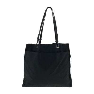 美品 PRADA プラダ テスート 三角ロゴプレート ブラック 黒 シルバー金具 ナイロン レザー/ トートバッグ ショルダーバッグ 602446 【中古】