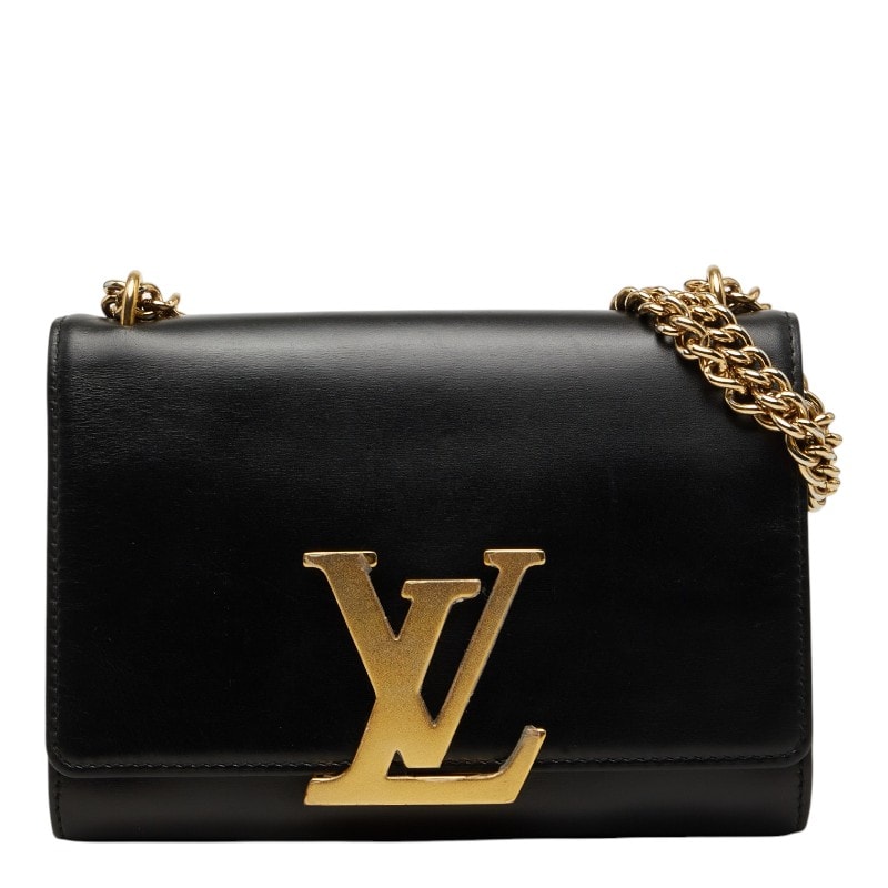 ルイ ヴィトン ポシェットルイーズMM チェーン ショルダーバッグ M51033 ノワール ブラック レザー レディース LOUIS VUITTON 中古