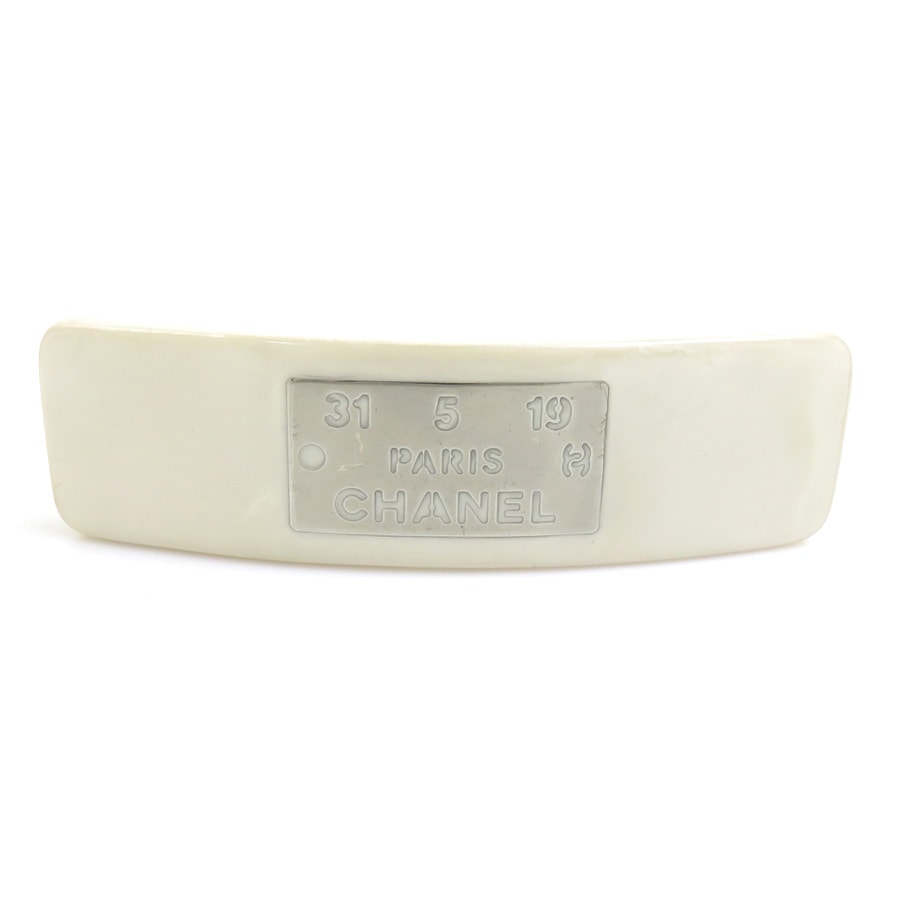 シャネル CHANEL バレッタ レジン/メタル ホワイト レディース【中古】 h32611a