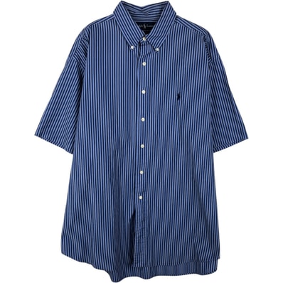 古着 ラルフローレン Ralph Lauren BLAKE 半袖 ボタンダウン ストライプシャツ メンズXL相当/eaa643946