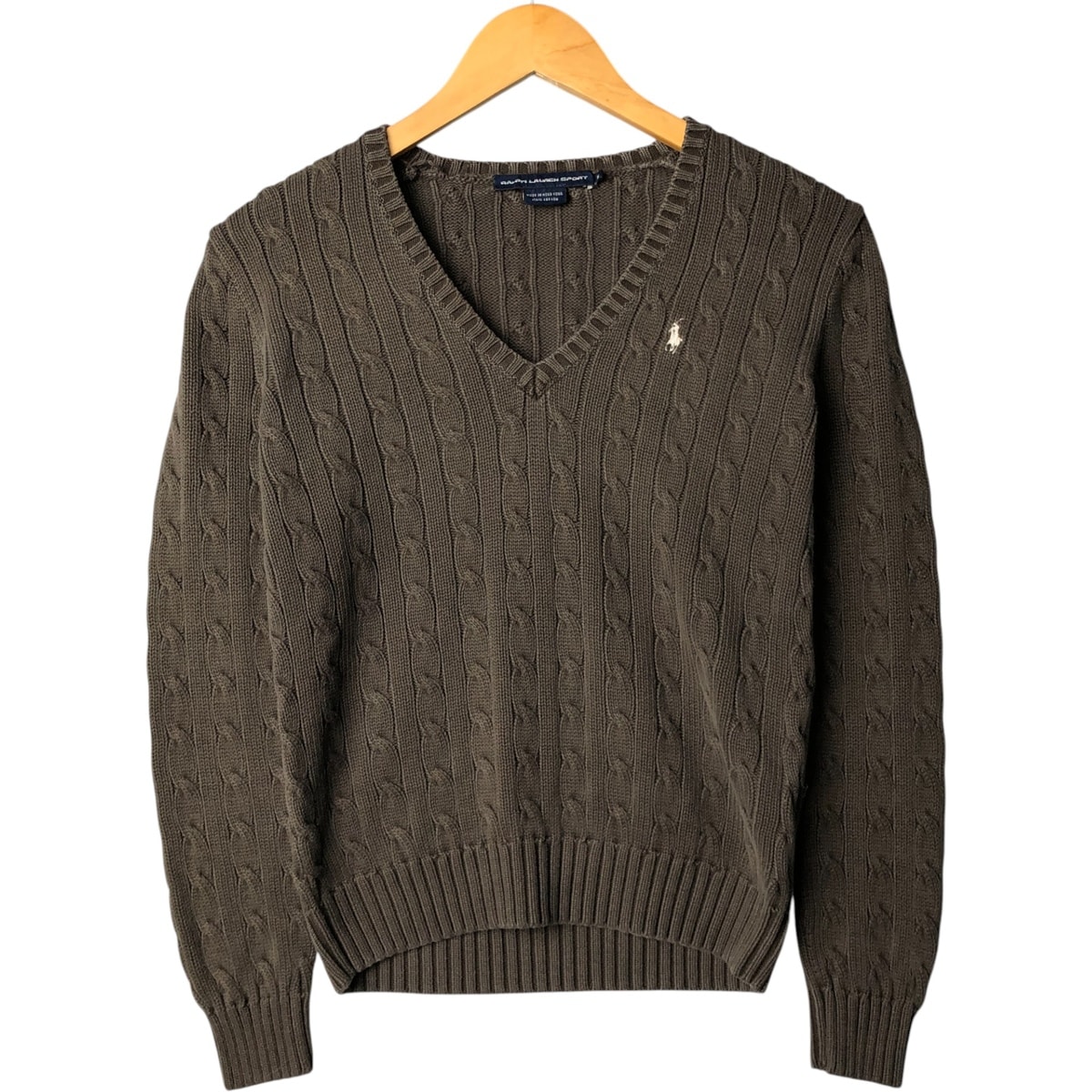 古着 ラルフローレン Ralph Lauren RALPH LAUREN SPORT ケーブル編み Vネック コットンニットセーター レディースM相当/eaa581294