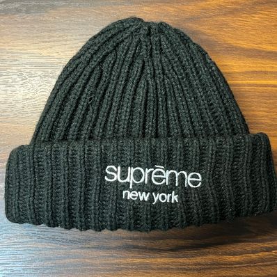 Supreme Classic Logo Chunky Ribbed Beanie "Black" (23FW)
