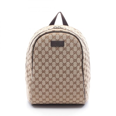 グッチ GUCCI GGキャンバス リュックサック バックパック バッグ キャンバス レザー レディース ベージュ系 / ブラウン系 449906 【中古】