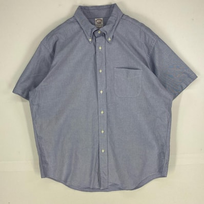 古着 ブルックスブラザーズ Brooks Brothers 半袖シャツ 胸ポケット ボタンダウン 1818 ショートスリーブ L ネイビー系 無地 メンズ