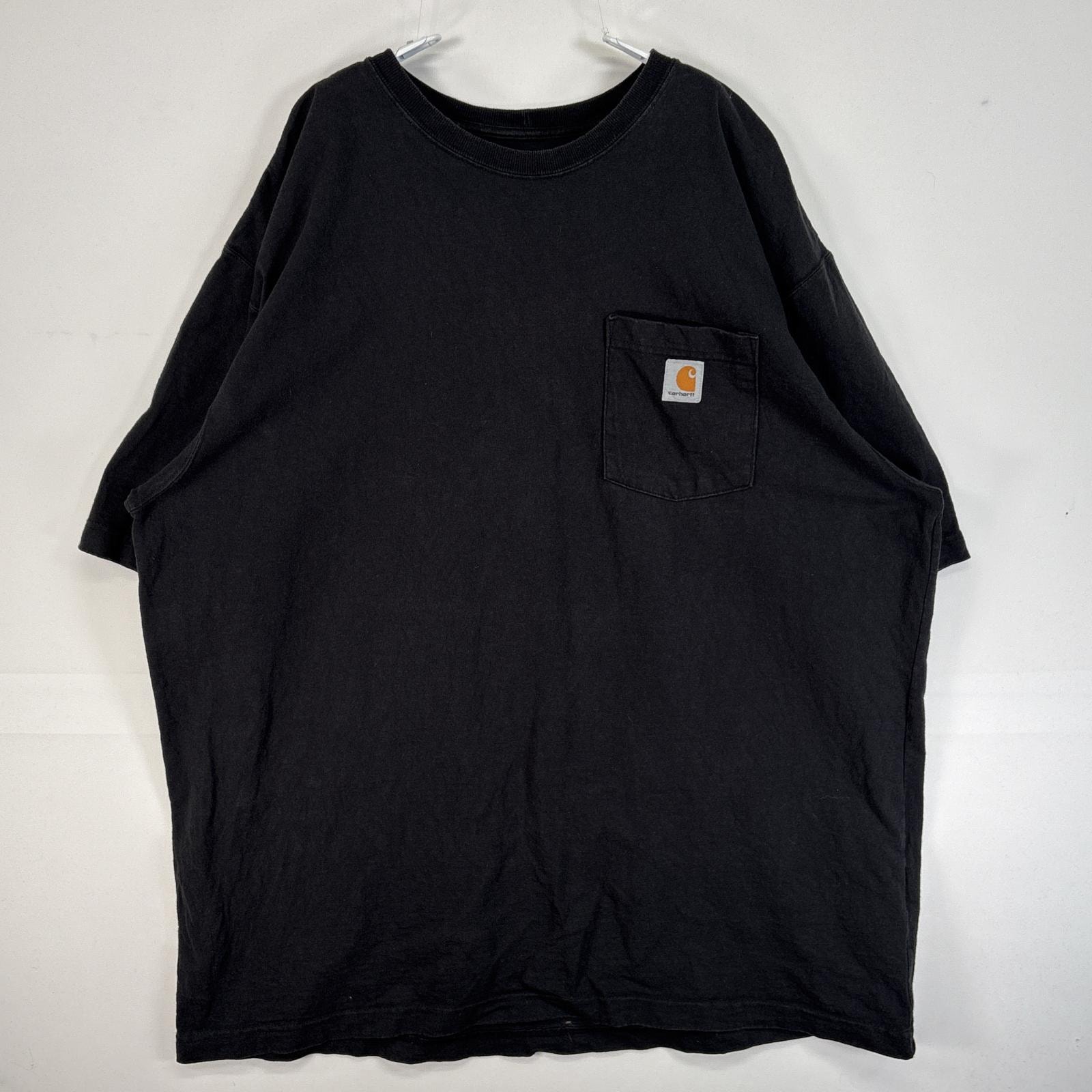 古着 カーハート Carhartt 半袖Tシャツ ワンポイント ロゴ 大きいサイズ 肉厚 胸ポケ XL  ブラック 無地 メンズ