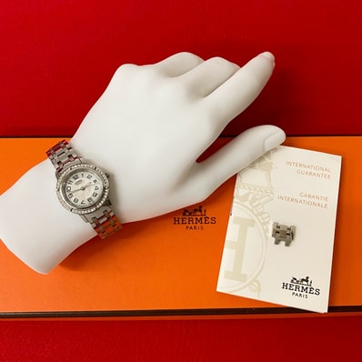 HERMES エルメス クリッパー ダイヤベゼル クオーツ ステンレス 腕時計 シルバー
27524