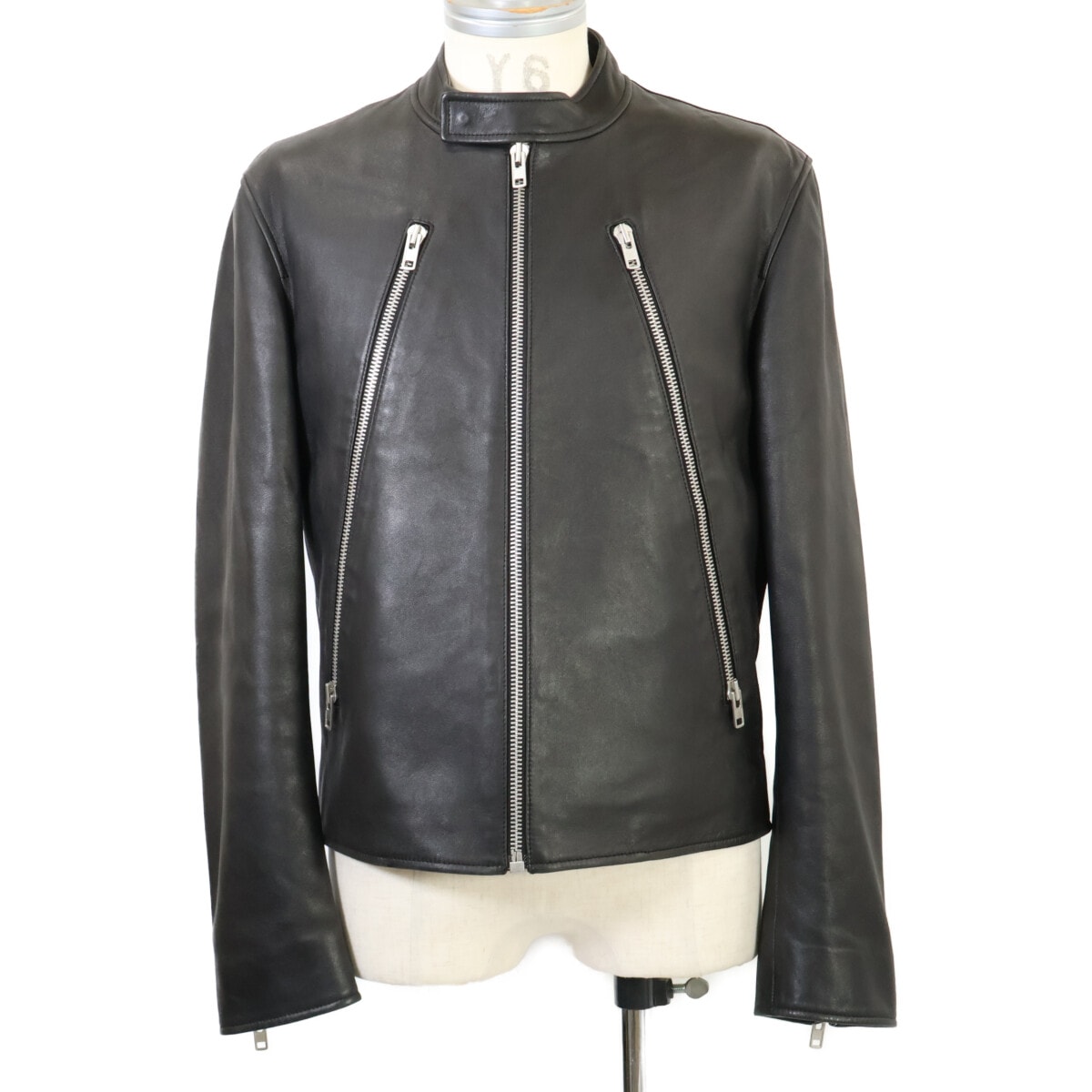 メゾンマルジェラ 国内正規 21年製 S50AM0489 ラムレザー八の字 5-ZIPライダースジャケット 48