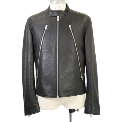 メゾンマルジェラ 国内正規 21年製 S50AM0489 ラムレザー八の字 5-ZIPライダースジャケット 48