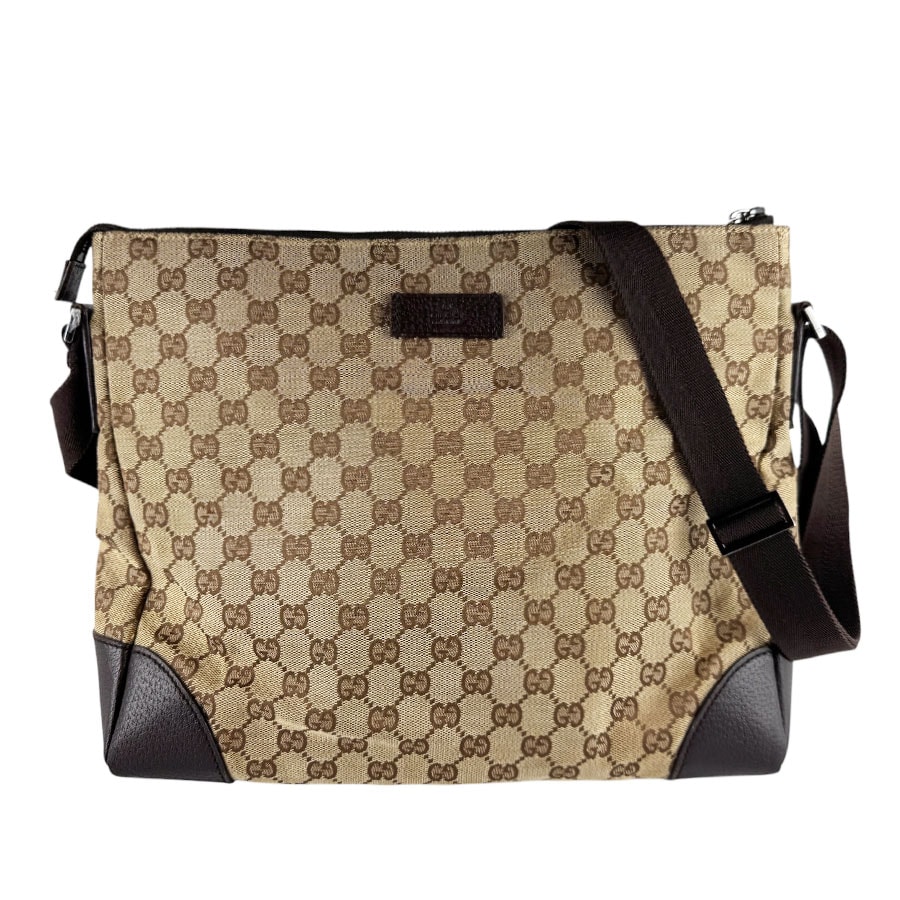 グッチ GUCCI ショルダーバッグ GGキャンバス/レザー ブラウン ユニセックス 110054【中古】 z10275