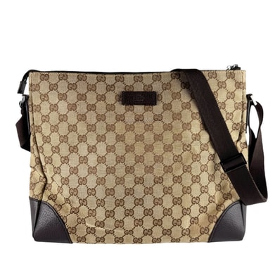 グッチ GUCCI ショルダーバッグ GGキャンバス/レザー ブラウン ユニセックス 110054【中古】 z10275