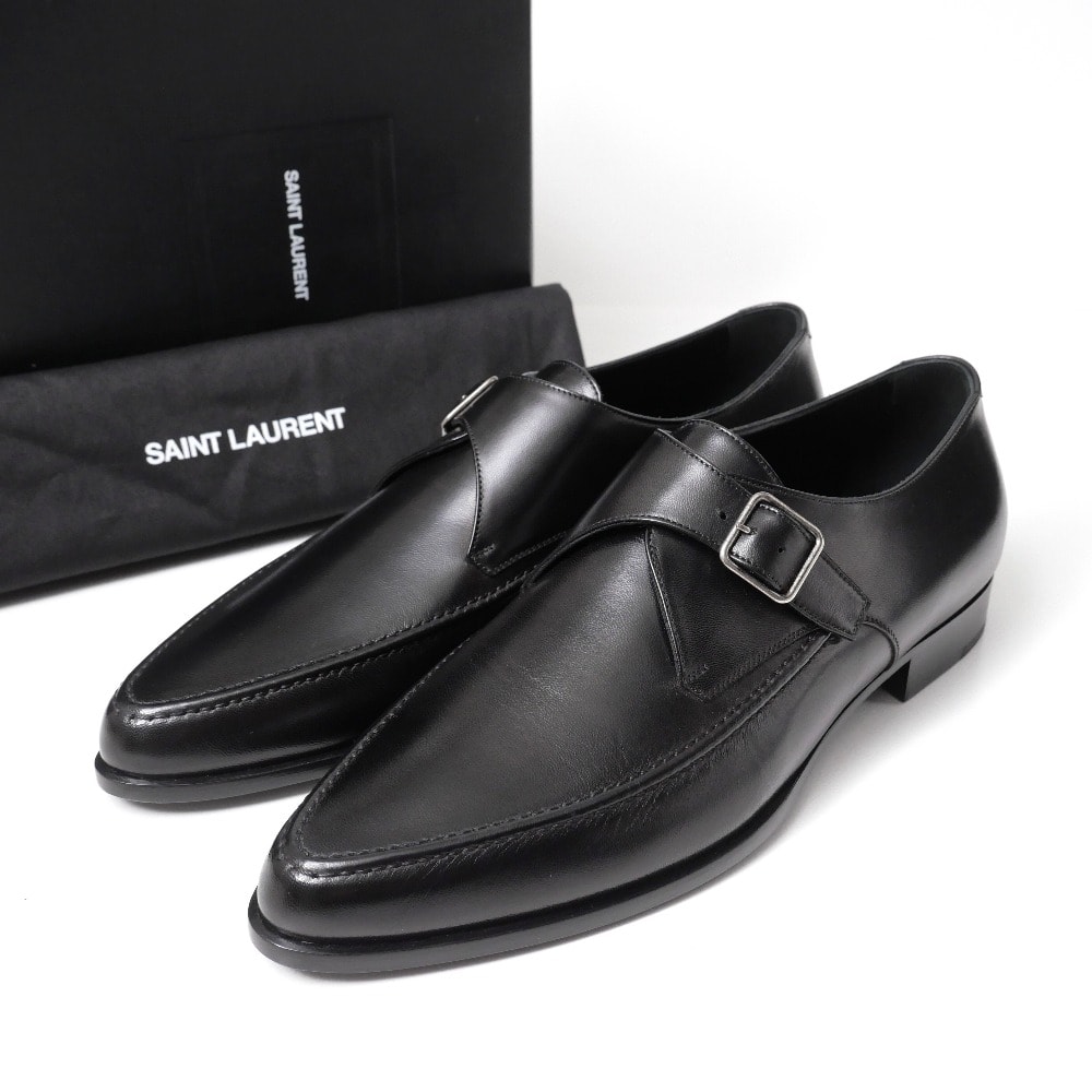 ■美品■SAINT LAURENT サンローラン ドレスシューズ サイズ42 モンクストラップ レザー 靴 ブランド古着【中古】20260427/RA9286