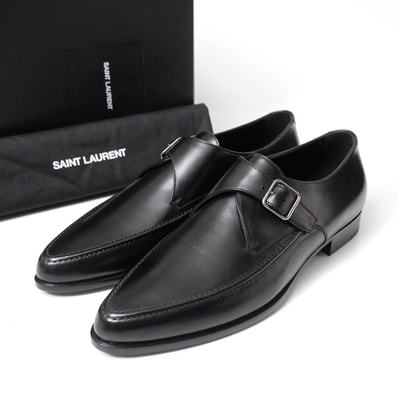 ■美品■SAINT LAURENT サンローラン ドレスシューズ サイズ42 モンクストラップ レザー 靴 ブランド古着【中古】20260427/RA9286
