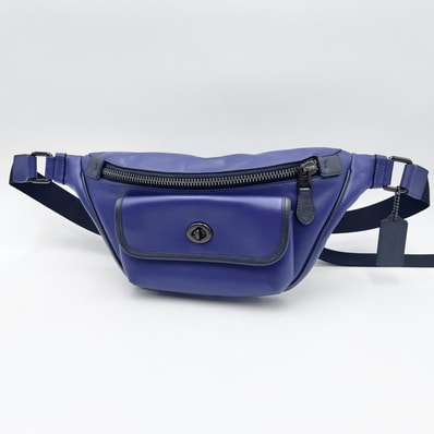 COACH(コーチ)ヘリテージ ベルトバッグ ボディバッグ レザー ブルー ブラック金具 ウエストバッグ/クロスボディ メンズ レディース C4248【中古】