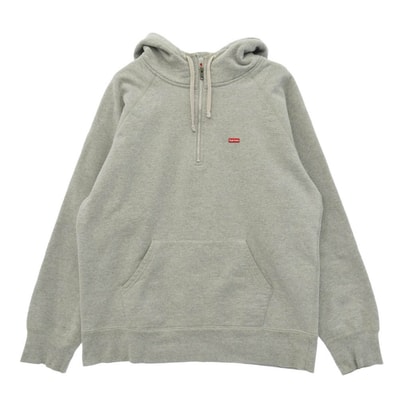 Supreme シュプリーム 13AW Small Box Logo Half Zip Hoodie スモール ボックスロゴ ハーフジップ フーディー パーカー スウェット グレー系 L【中古】