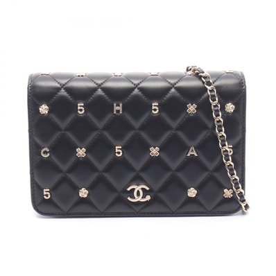 シャネル CHANEL マトラッセ アイコンチャーム ショルダーバッグ バッグ ラムスキン(羊革) レディース ブラック系 【中古】