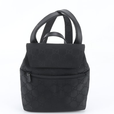 ■美品 グッチ GGナイロンリュックサック レザー×ナイロン