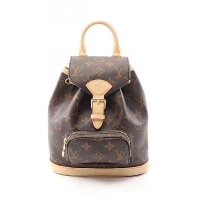 ルイ・ヴィトン LOUIS VUITTON モンスリ MINI リュックサック バックパック バッグ PVCコーティングキャンバス レザー モノグラム レディース ブラウン系 M11199 【中古】