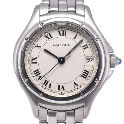 カルティエ CARTIER W35001F5 パンテール クーガー SM デイト シルバー クォーツ ユニセックス 美品 内箱・保証書付き 腕時計 N#148699
