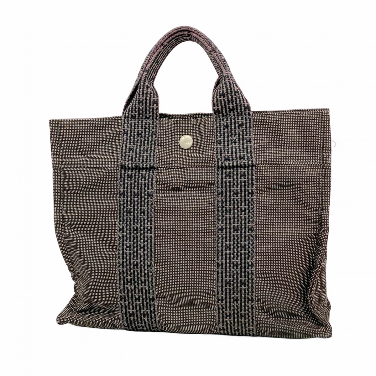 【6ed4790】エルメス トートバッグ エールラインPM キャンバス グレー シルバー金具【中古】メンズ レディース ユニセックス