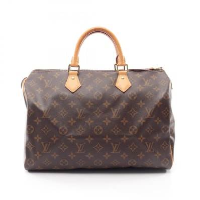 ルイ・ヴィトン LOUIS VUITTON スピーディ35 ハンドバッグ バッグ PVCコーティングキャンバス レザー モノグラム レディース ブラウン系 M41524 【中古】