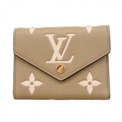 【6dd5299-k】ルイヴィトン 三つ折り財布 モノグラム・アンプラント ポルトフォイユヴィクトリーヌ M81861 トゥルトレール クレーム【中古】レディース