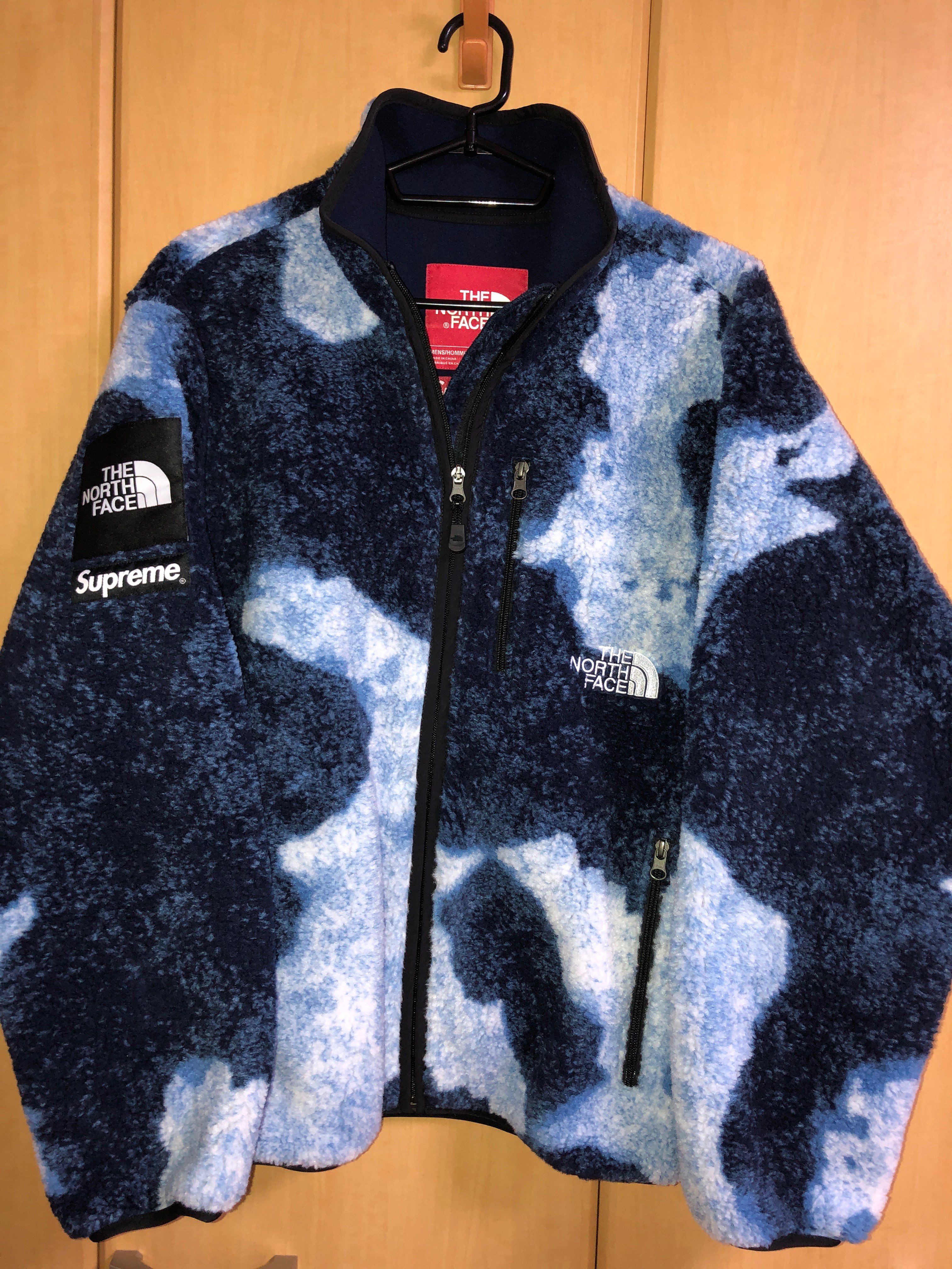 Supreme x The North Face Bleached Denim Print Fleece Jacket "Indigo"