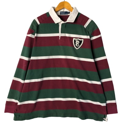 古着 ラルフローレン Ralph Lauren POLO by Ralph Lauren マルチボーダー 長袖 ラガーシャツ メンズXXL相当/eaa586581