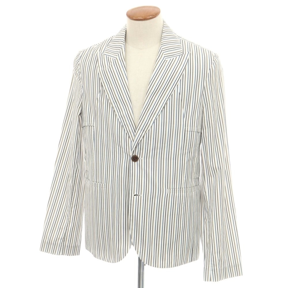 【中古】キココスタディノフ KIKO KOSTADINOV コットン ストライプ 2B カジュアルジャケット ホワイト【サイズ46】【メンズ】
