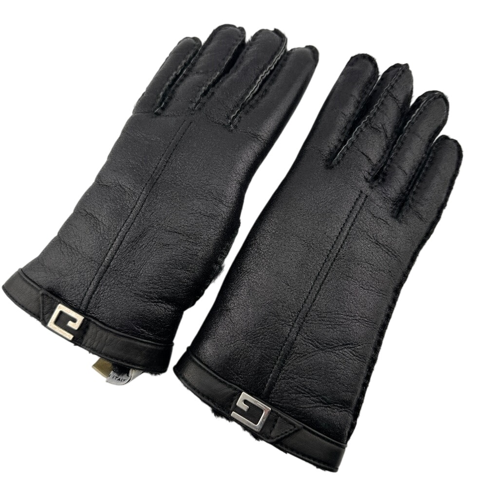 グッチ GUCCI 手袋 シアリング ムートン グローブ ブラック