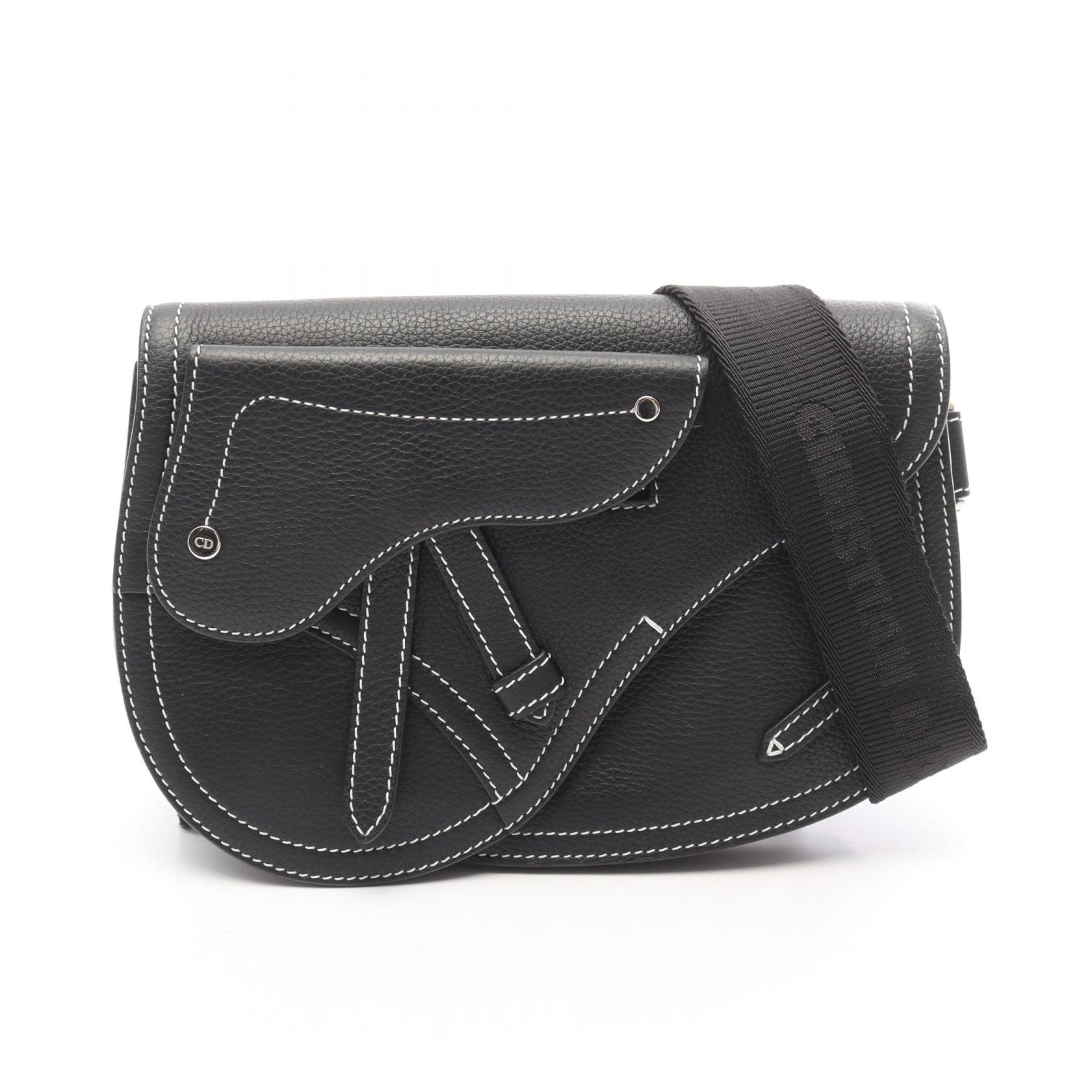 ディオール Dior サドルポーチ ショルダーバッグ バッグ レザー メンズ レディース ブラック系 【中古】