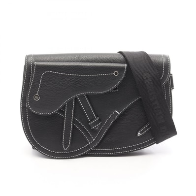 ディオール Dior サドルポーチ ショルダーバッグ バッグ レザー メンズ レディース ブラック系 【中古】