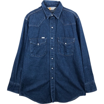 古着 カーハート Carhartt 長袖 デニム ウエスタンシャツ メンズL相当/eaa639982