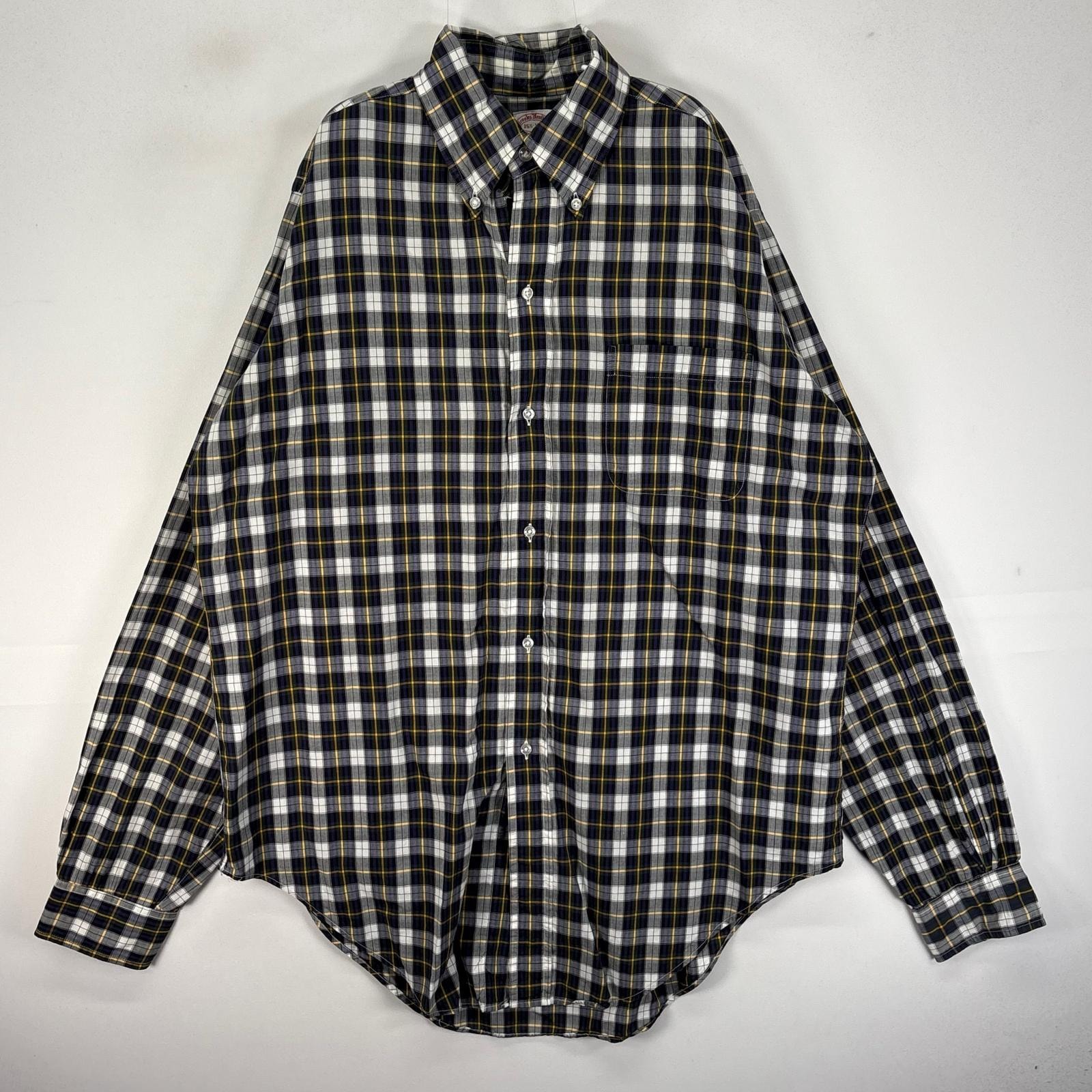 古着 60's~70's/60年代~70年代 ヴィンテージ ブルックスブラザーズ Brooks Brothers 長袖シャツ メーカーズ 6ボタン M  ネイビー系 チェック メンズ