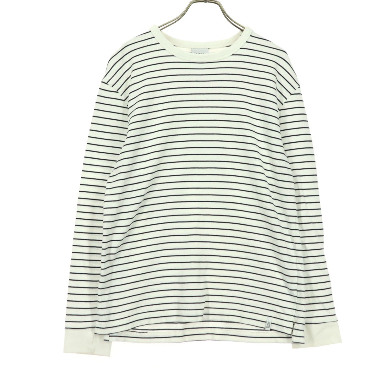 ZARA ザラ コットン ボーダー柄 長袖 カットソー S ホワイト系
