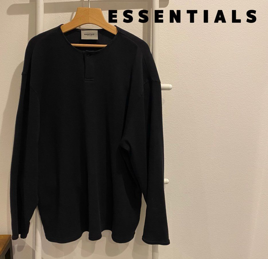 FEAR OF GOD ESSENTIALS THERMAL HENLEY L/S "Black"