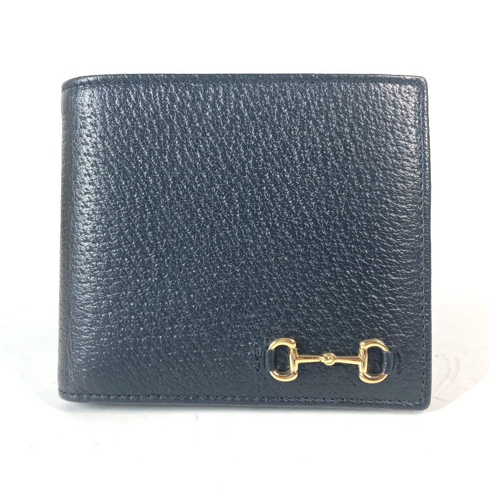 グッチ GUCCI ホースビット 700464 ミニウォレット コンパクトウォレット 2つ折り財布 レザー ブラック 未使用