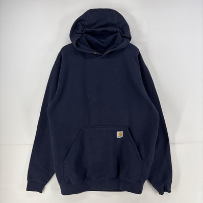 古着 カーハート Carhartt パーカー ワンポイント ロゴ スウェット プルオーバー M ネイビー メンズ